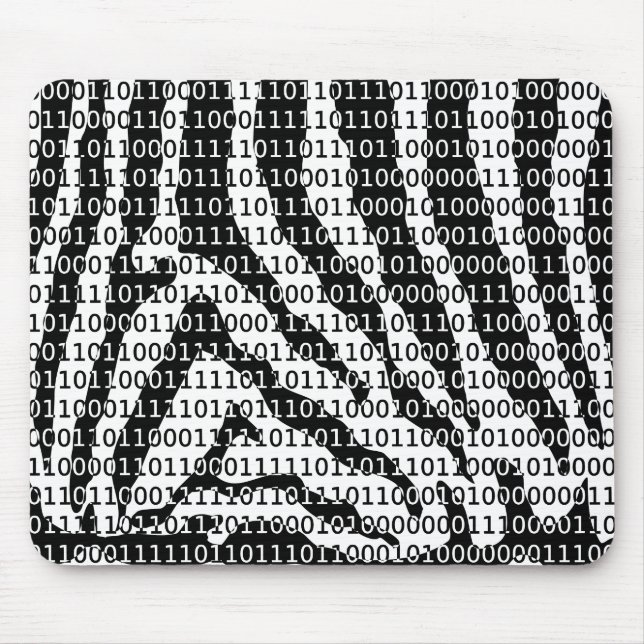 Black and White Zebra Binary Code Mouse Pad (Front)