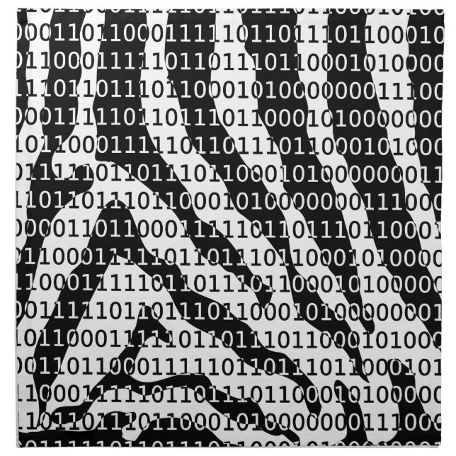Black and White Zebra Binary Code Napkin (Front)