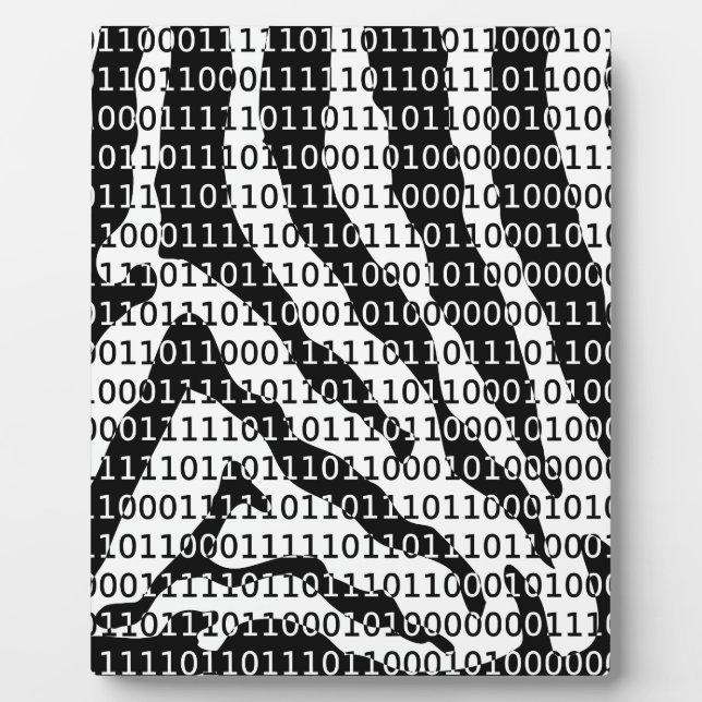 Black and White Zebra Binary Code Plaque (Front)