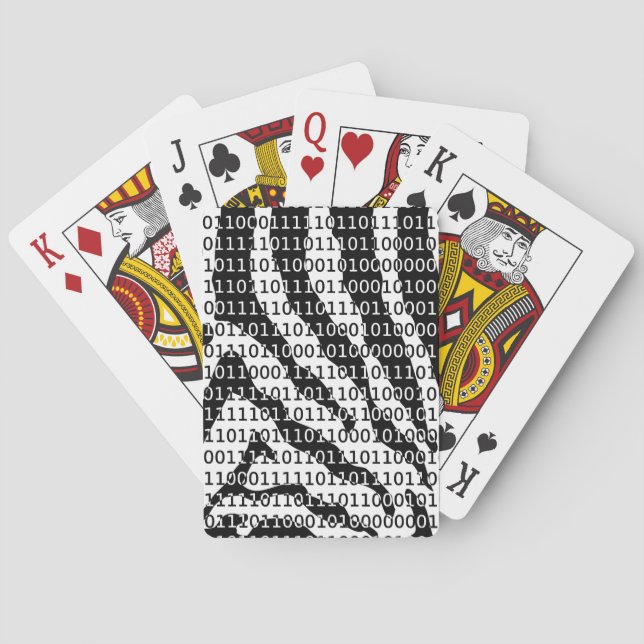 Black and White Zebra Binary Code Poker Cards (Back)