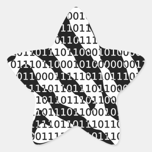 Black and White Zebra Binary Code Star Sticker