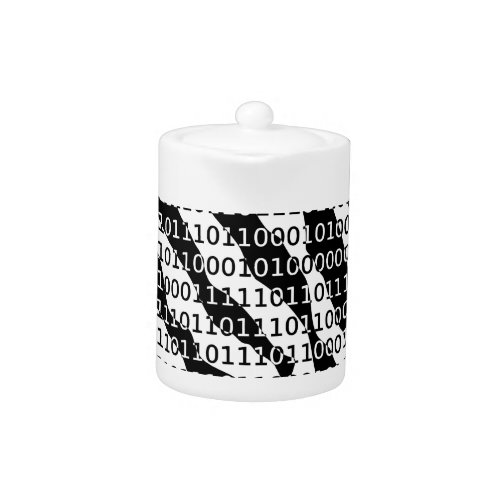 Black and White Zebra Binary Code Teapot
