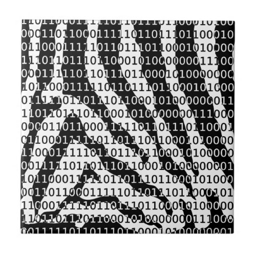 Black and White Zebra Binary Code Tile