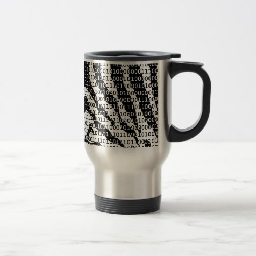 Black and White Zebra Binary Code Travel Mug