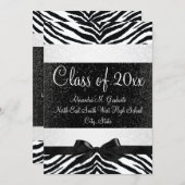 Black and White Zebra Bow Graduation Invite (Front/Back)