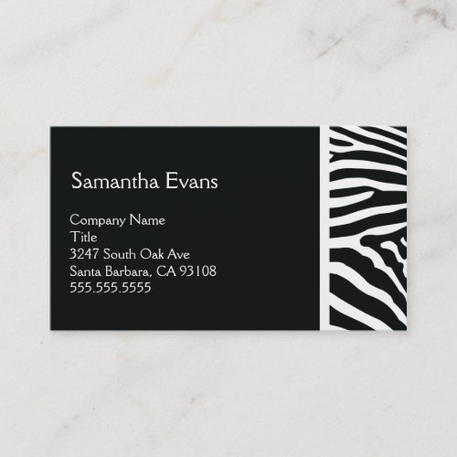 Black and White Zebra Business Card