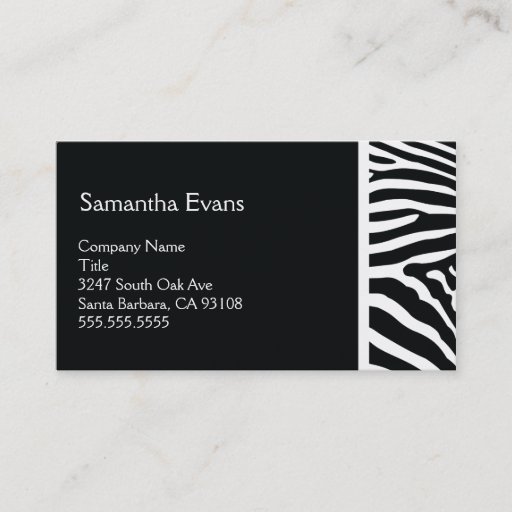 Customizable Black and White Zebra Business Card
