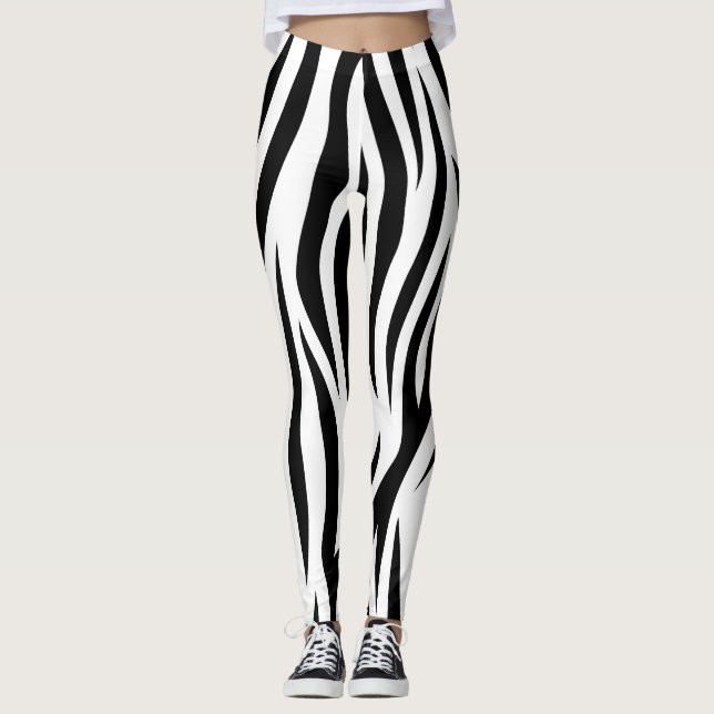 black and white zebra design leggings (Front)