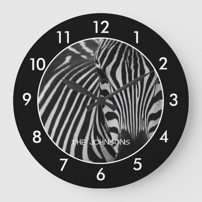 Black and white zebra elegant large clock (Front)