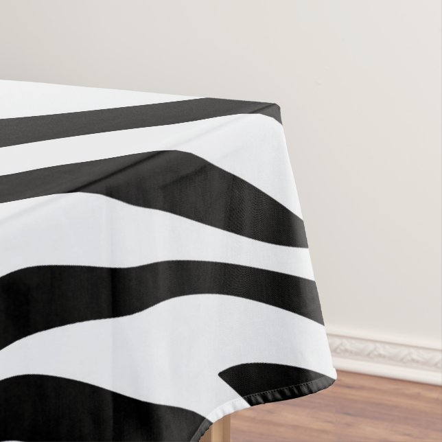 Black and White Zebra Jungle Animal Print  Tablecloth (In Situ)