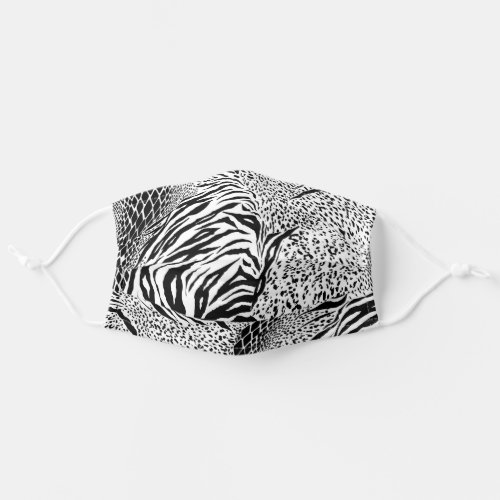 Black and White Zebra Leopard Animal Print Unisex Adult Cloth Face Mask