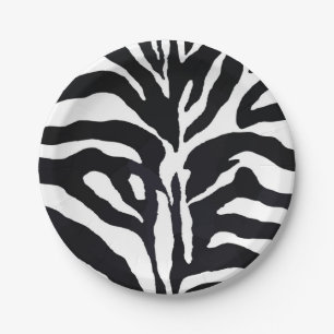 Black and white zebra modern fashion glamour paper plates