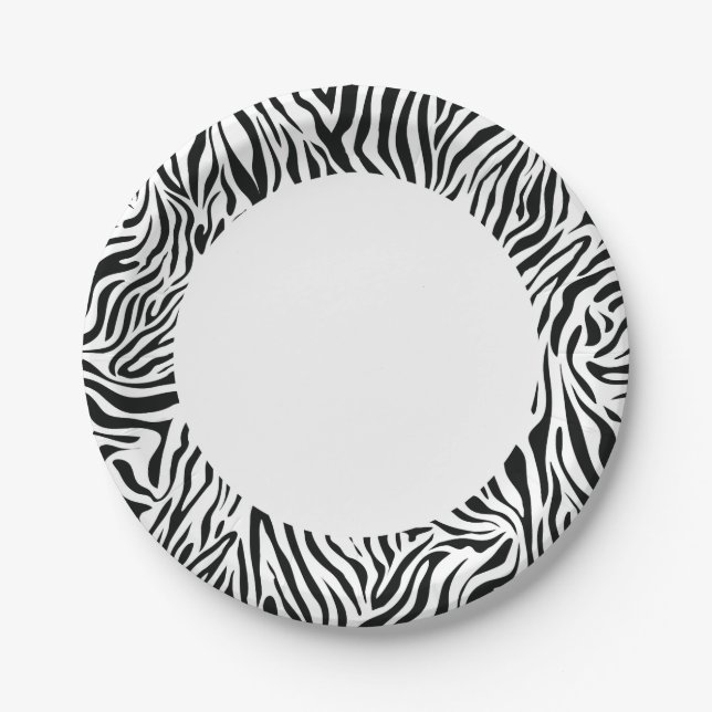 Black And White Zebra Paper Plates (Front)