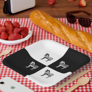 Black and white zebra paper plates