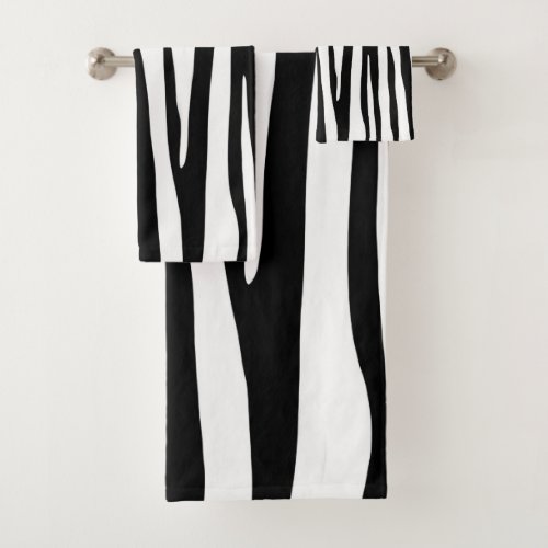 Black and white zebra pattern modern design bath towel set