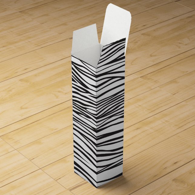 Black And White Zebra pattern Print Wine Box (Opened)