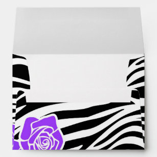 Black and white Zebra pattern + purple roses Envelope