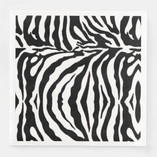 Black and white zebra pattern, safari animals paper dinner napkins
