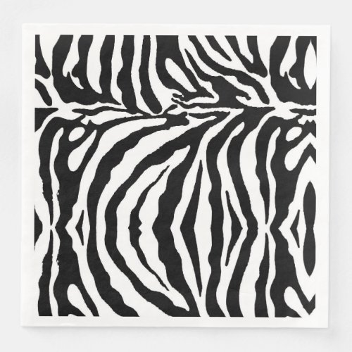 Black and white zebra pattern safari animals   paper dinner napkins
