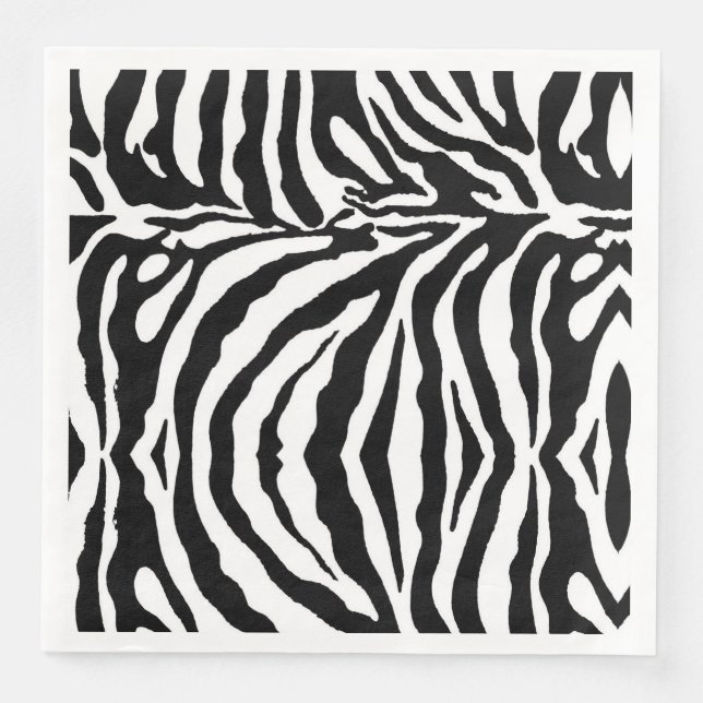 Black and white zebra pattern, safari animals   paper dinner napkins (Front)