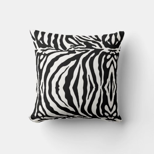 Black and white zebra pattern safari animals throw pillow