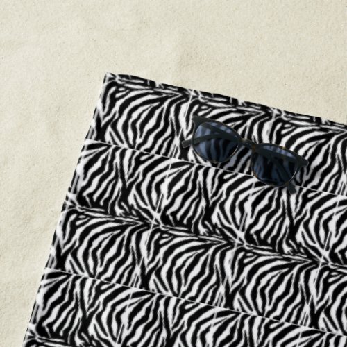 Black and white zebra patterned beach towel