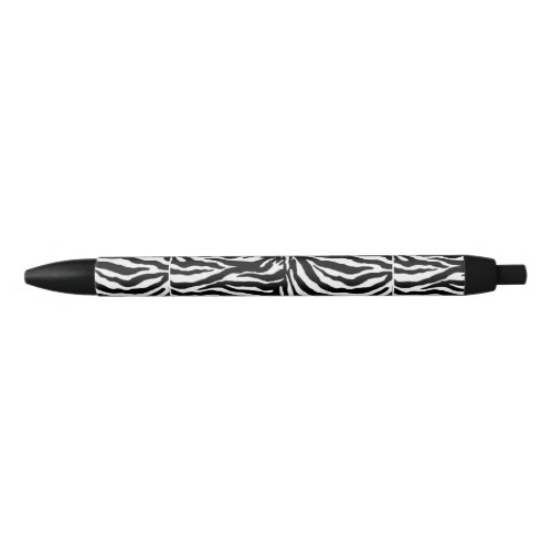 Black and white zebra patterned black ink pen