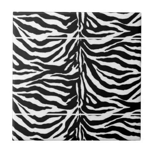 Black and white zebra patterned ceramic tile