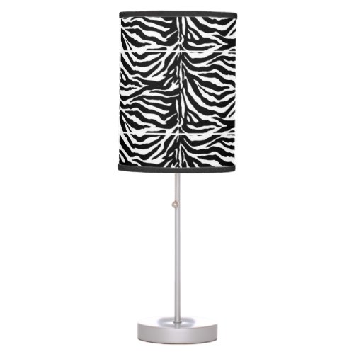 Black and white zebra patterned table lamp