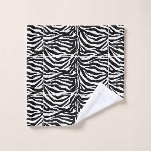 Black and white zebra patterned wash cloth