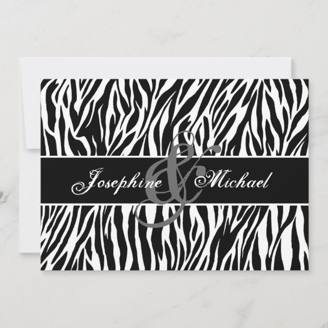 Black and White Zebra Personalized Wedding Invitation (Front)