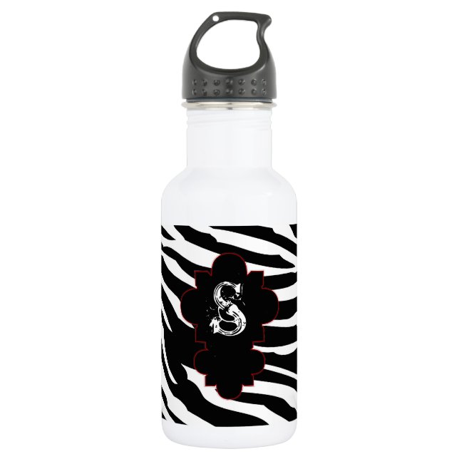 Black and White Zebra Print 32. oz. Water Bottle (Front)