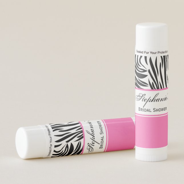 Black and White Zebra Print and Hot Pink Bridal  Lip Balm (Front)