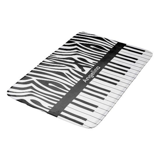 Black and white Zebra print and Piano collection Bathroom Mat