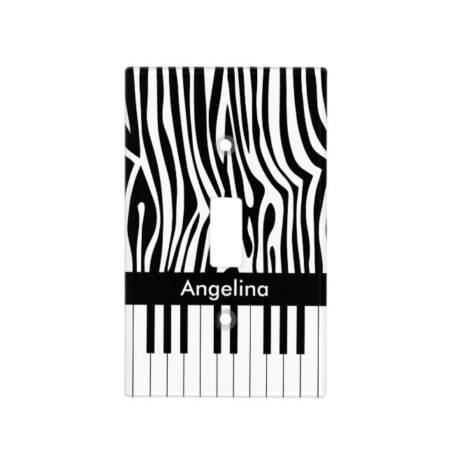Black and white Zebra print and Piano collection Light Switch Cover (Front)