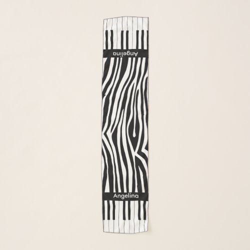 Black and white Zebra print and Piano Scarf