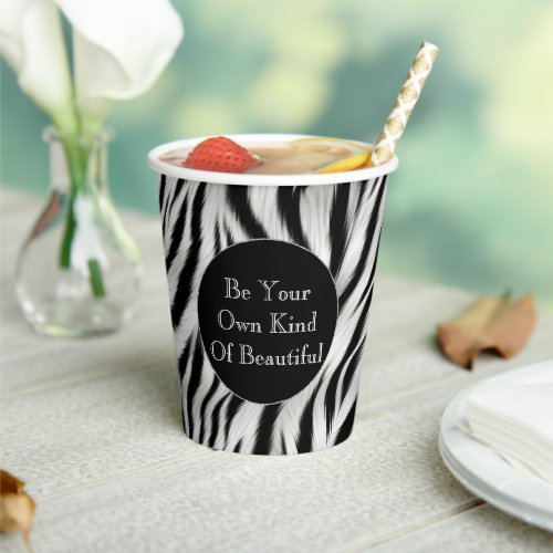 Black and White Zebra Print Animal Safari Paper Cups