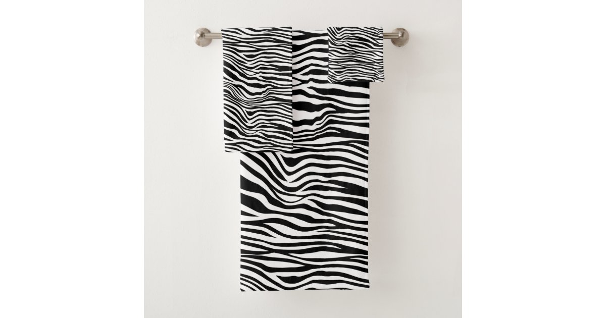 Black and White Zebra Print Bath Towel Set | Zazzle