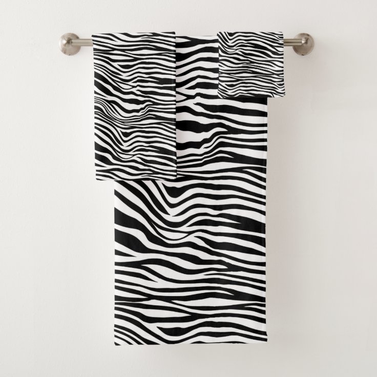 Black and White Zebra Print Bath Towel Set Zazzle