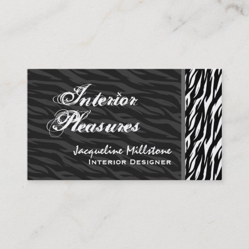 Customizable Black and White Zebra Print Business Card