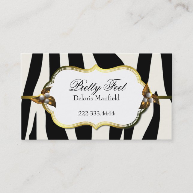 Black and White Zebra Print Business Card (Front)