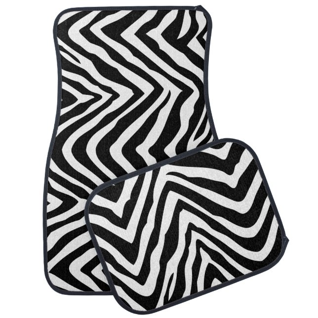 Black and White Zebra Print Car Mat (Set)