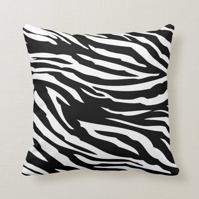 Black and White Zebra Print Couch Throw Pillow