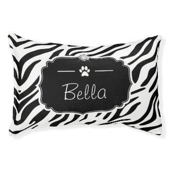 Black And White Zebra Print Custom Monogram Name Pet Bed by UrHomeNeeds at Zazzle