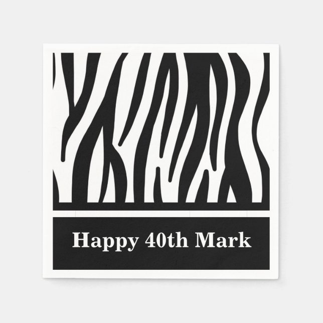 Black and White Zebra Print Designer Napkins (Front)