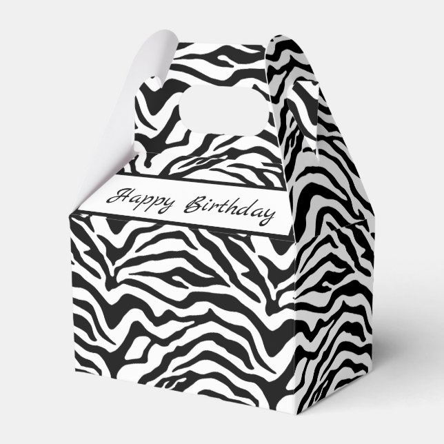 Black and white zebra print favor boxes (Front Side)