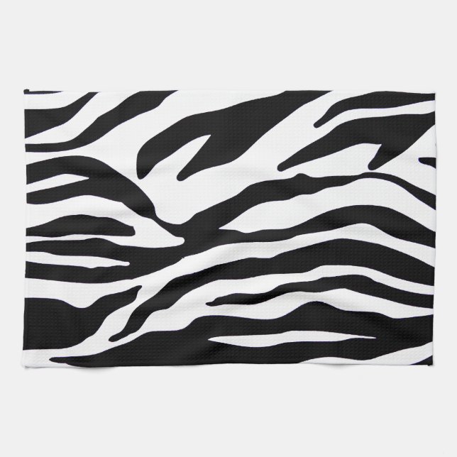 Black and white zebra print kitchen towel (Horizontal)
