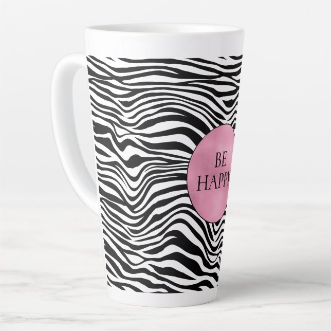 Black and White Zebra Print Latte Mug (Left Angle)