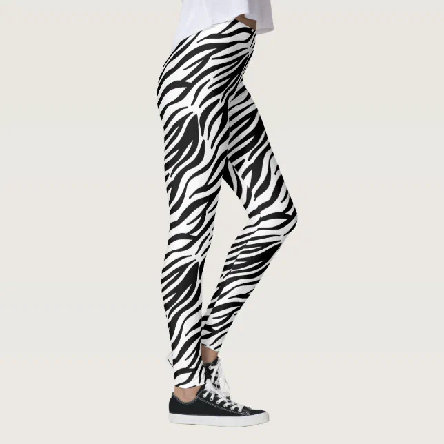 Black and White Zebra Print Leggings | Zazzle