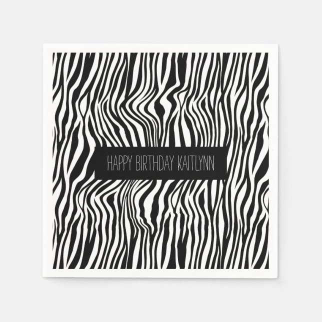 Black and White Zebra Print Napkins (Front)